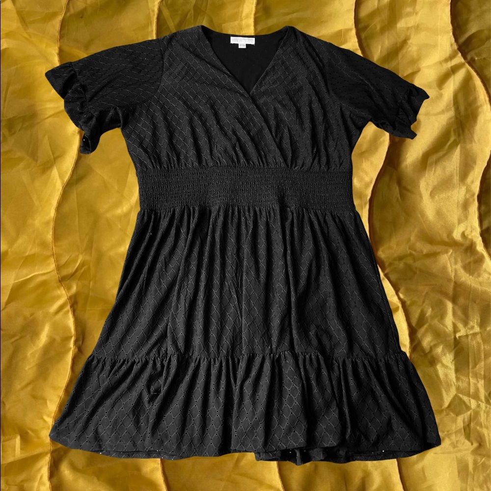 michael kors plus size black textured dress